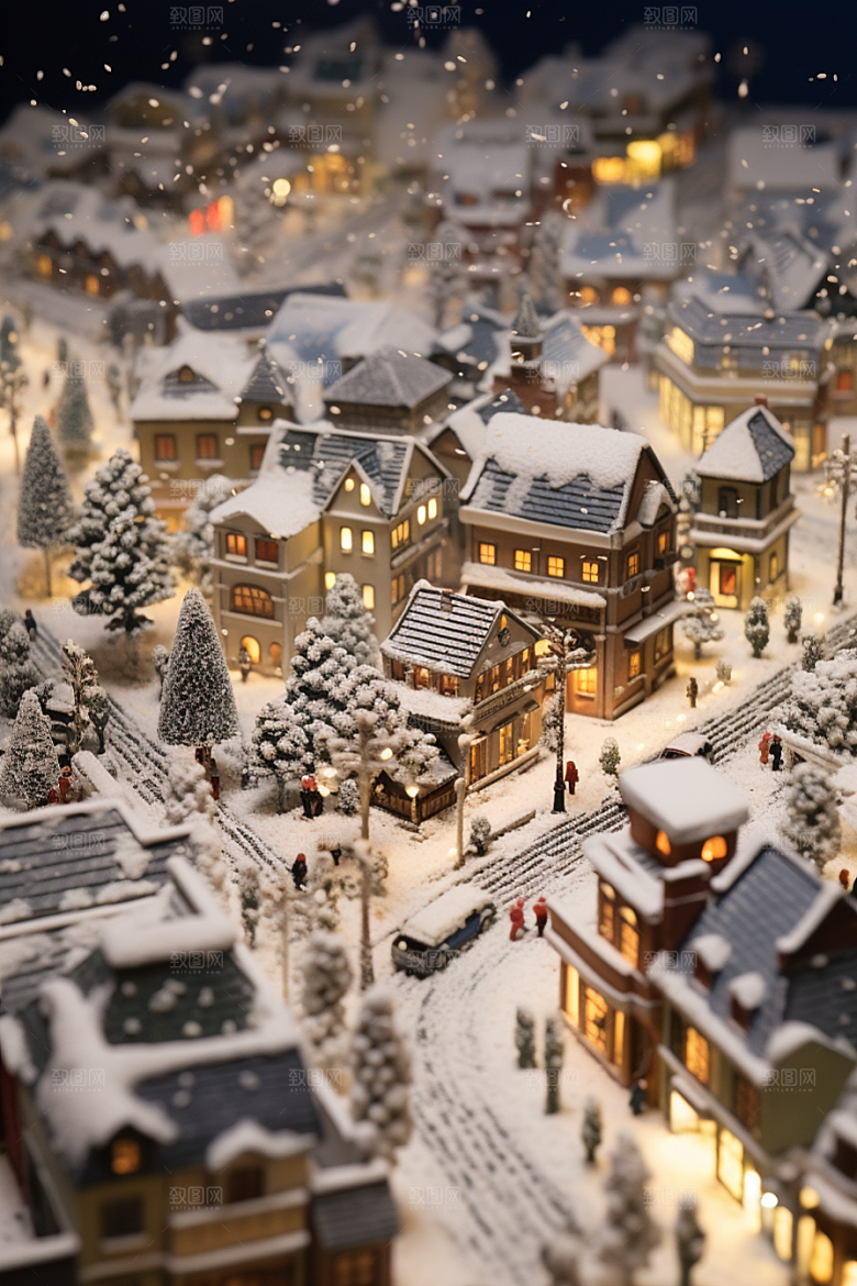 城市雪景安静建筑原画