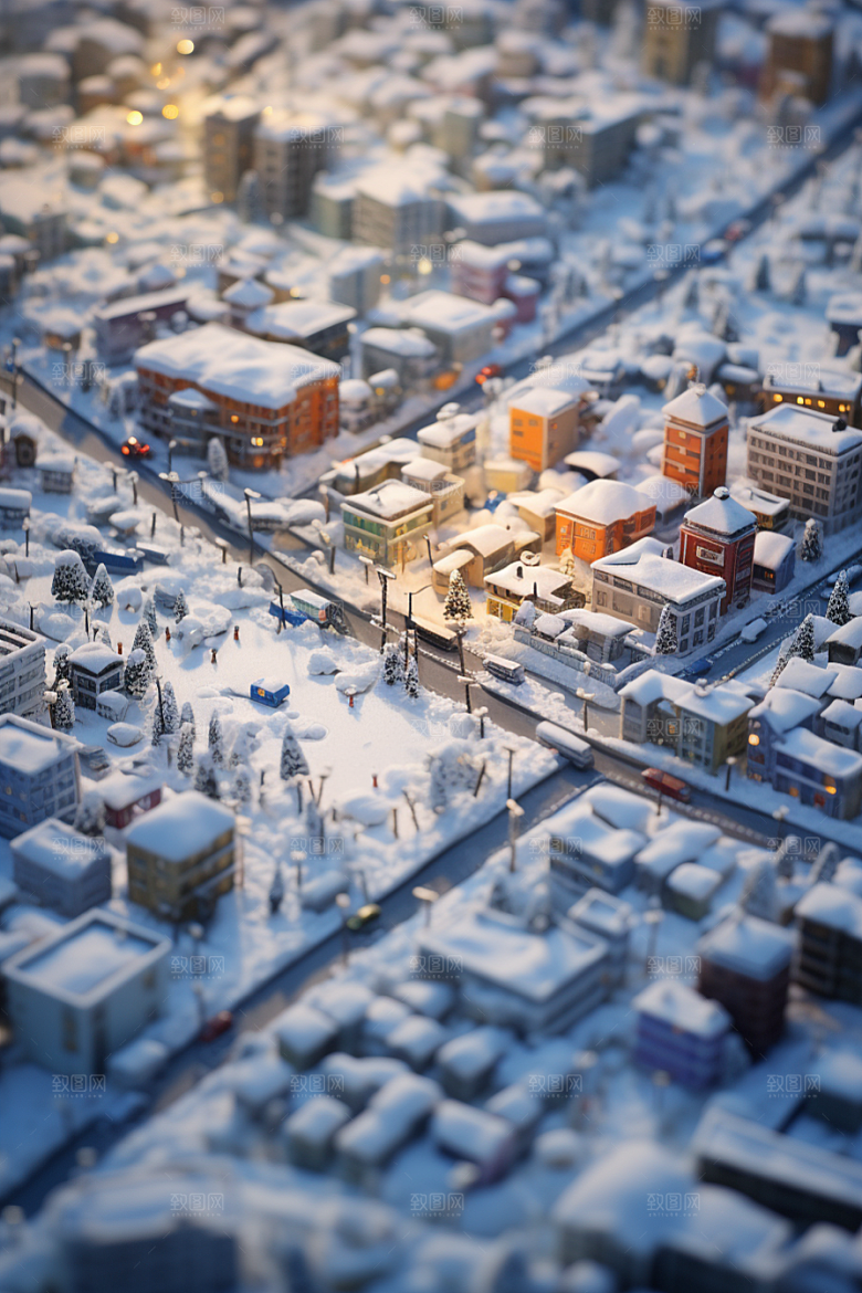 城市雪景下雪的都市高清原画
