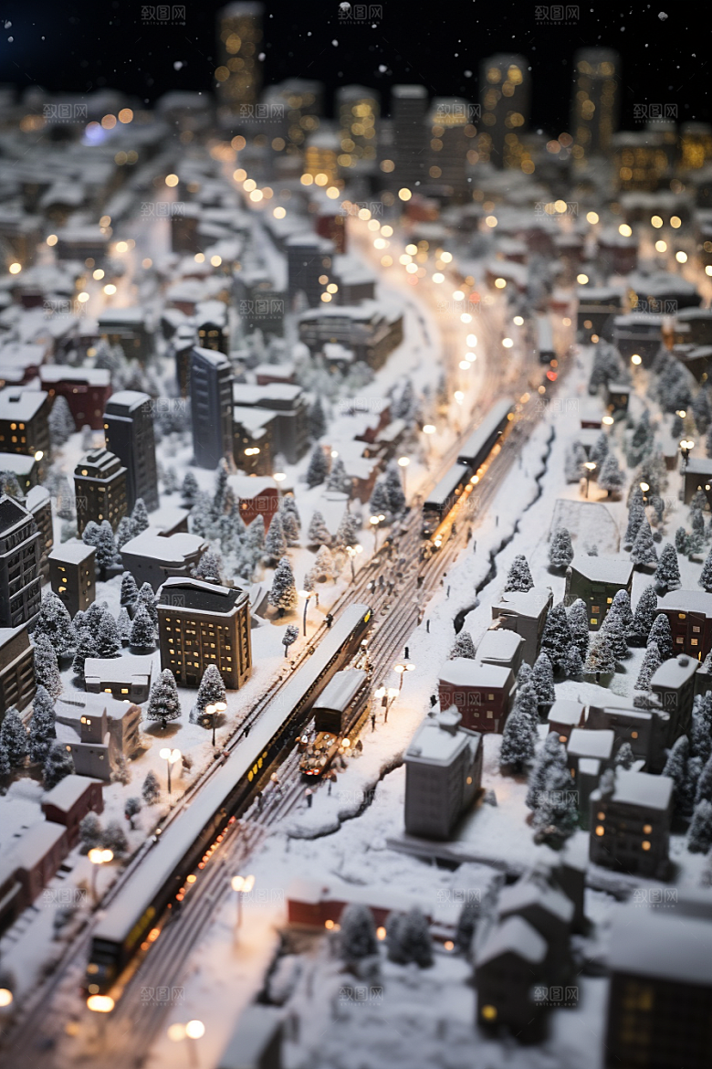 城市雪景安静建筑原画