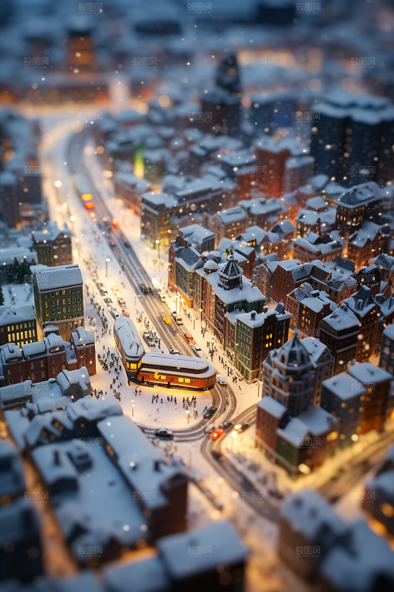 城市雪景静谧高清原画