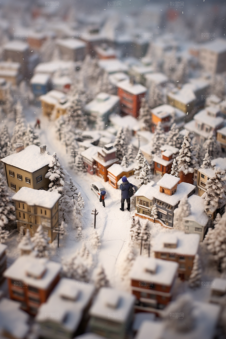 城市雪景建筑雪夜原画