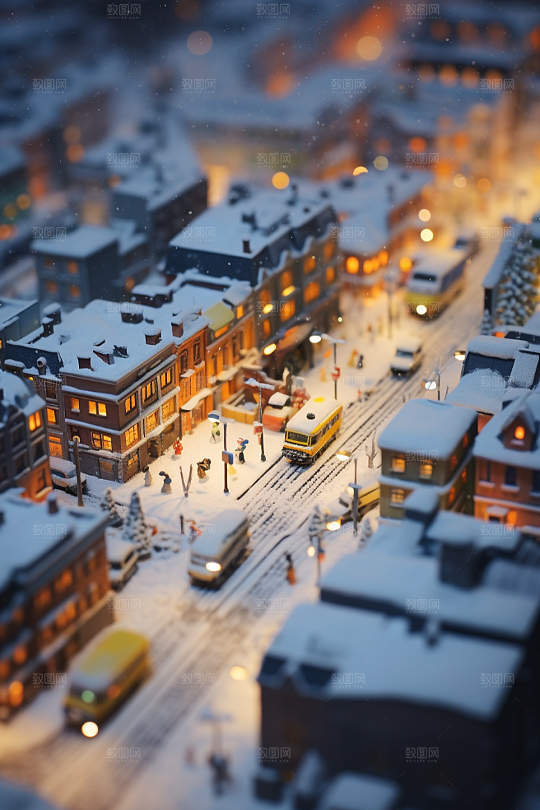 城市雪景下雪的都市安静原画