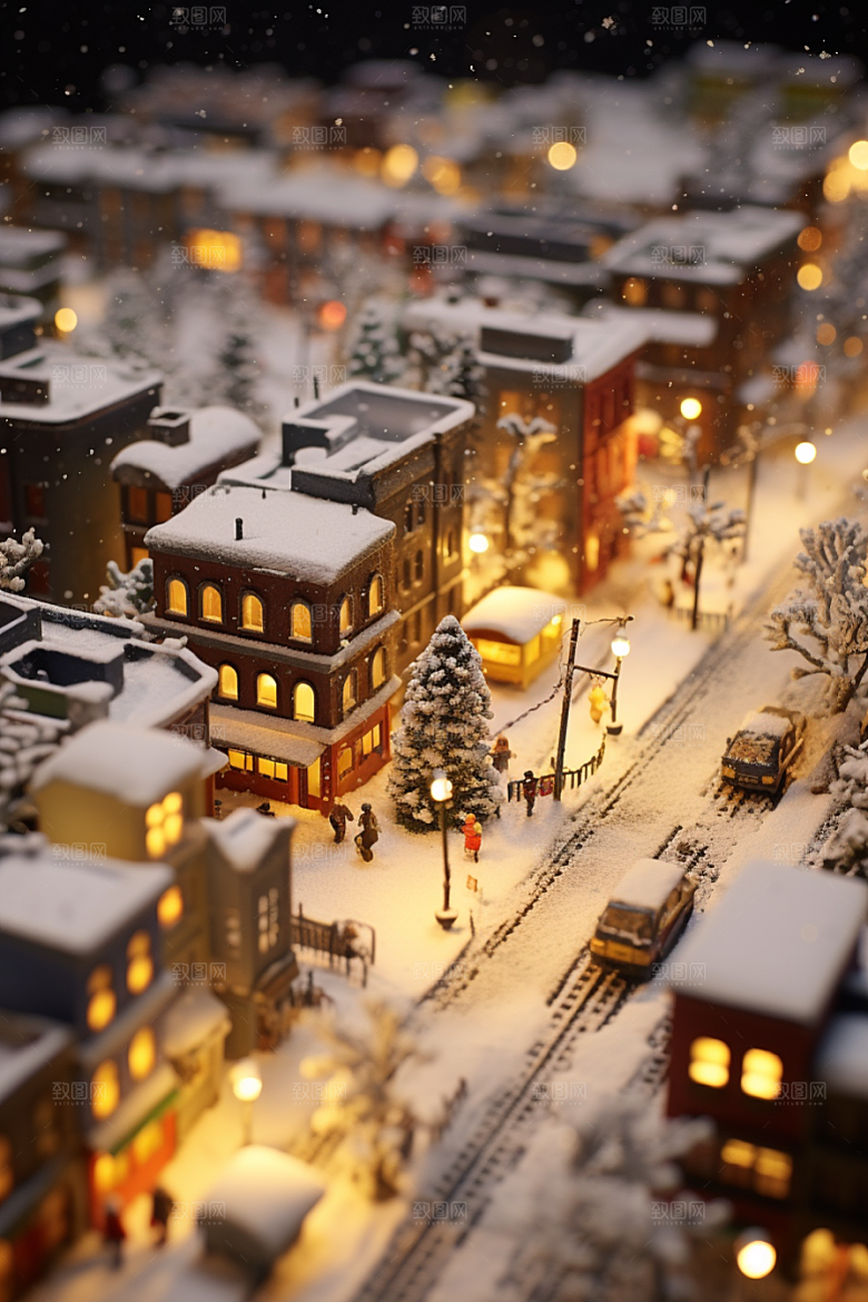 城市雪景高清建筑原画