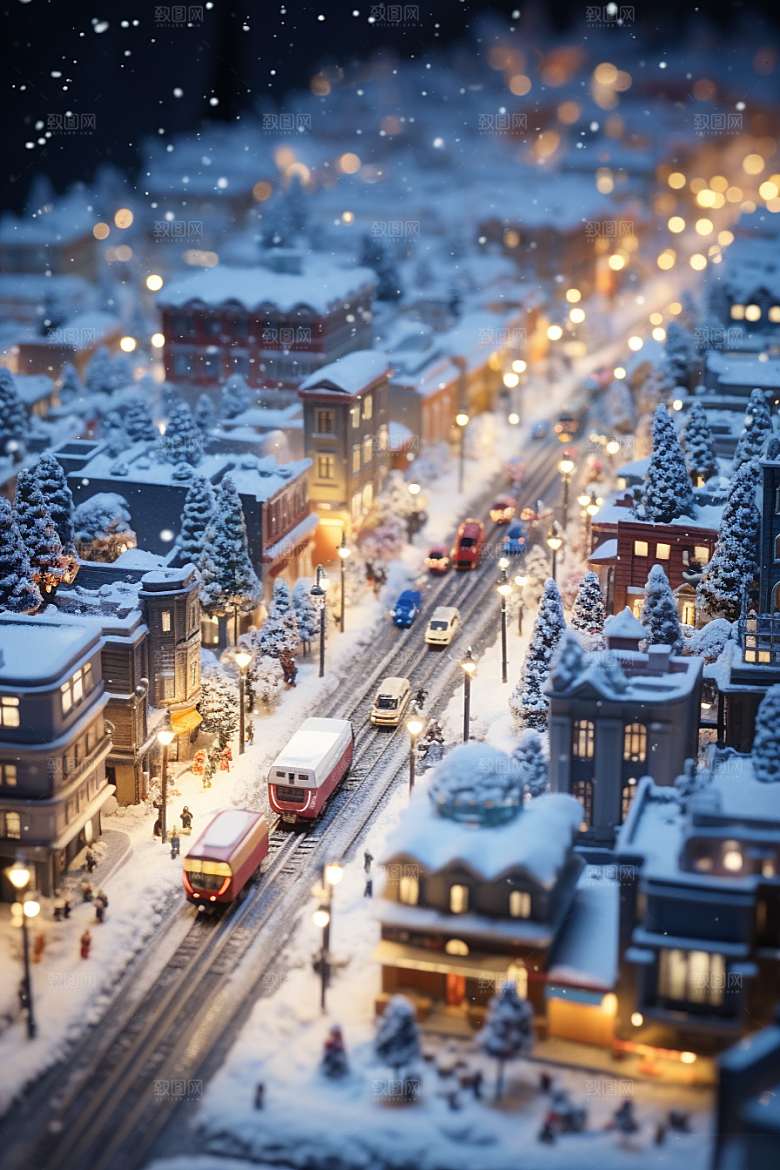 城市雪景静谧下雪的都市原画