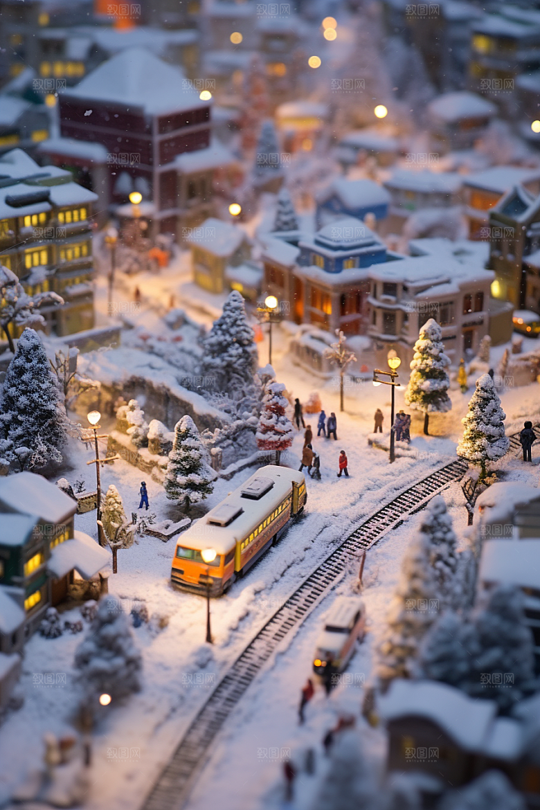 城市雪景城市街道安静原画