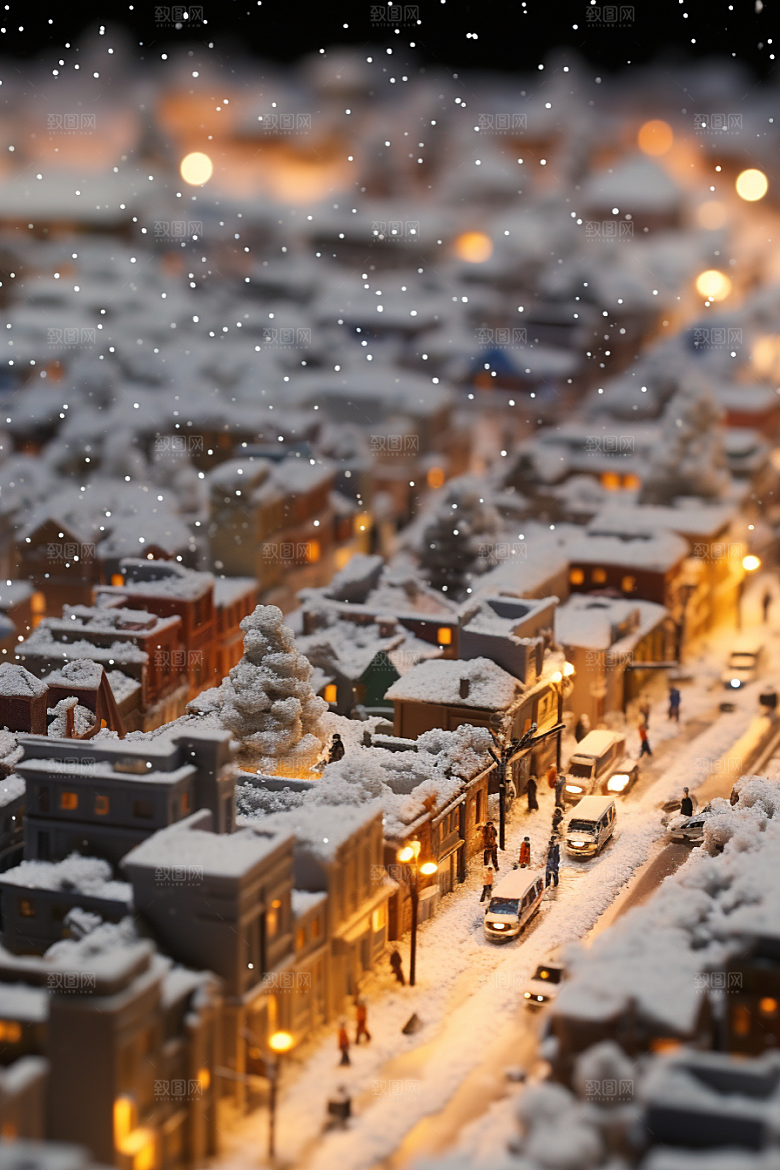 城市雪景高清建筑原画