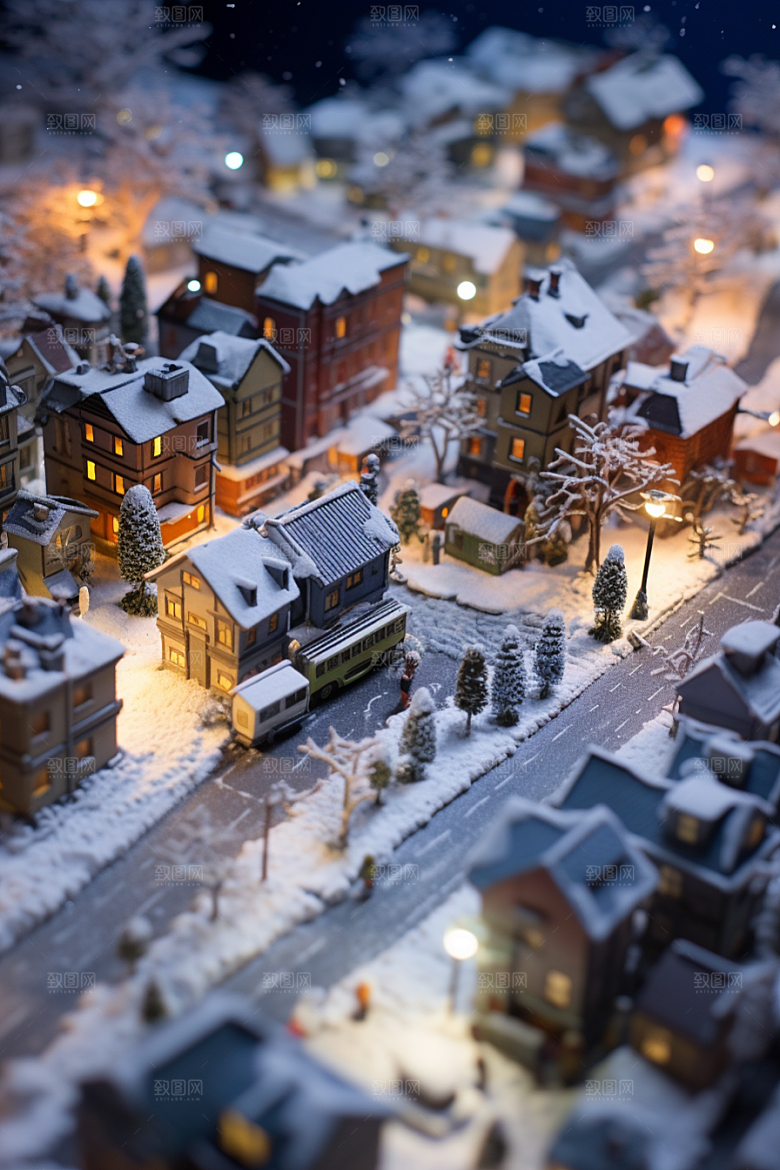 城市雪景高清城市街道原画