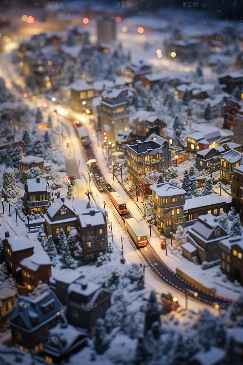 城市雪景高清下雪的都市原画