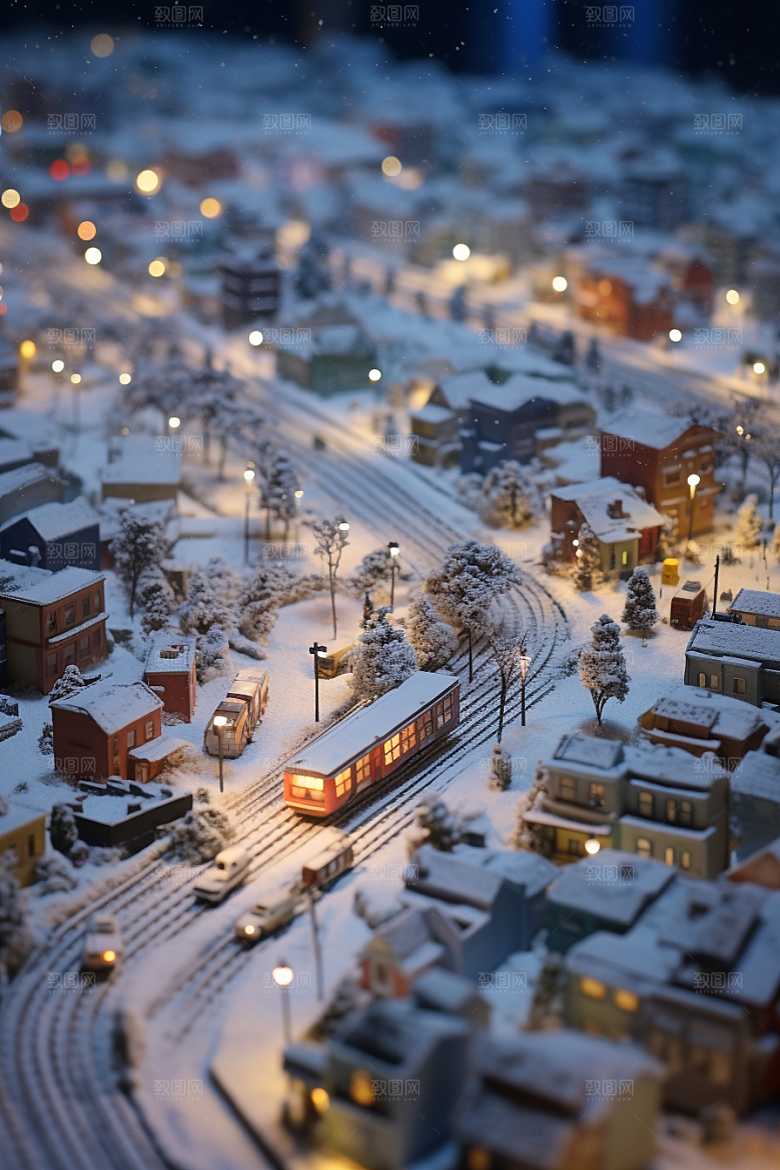 城市雪景安静城市街道原画