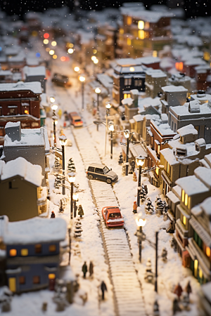城市雪景安静雪夜原画