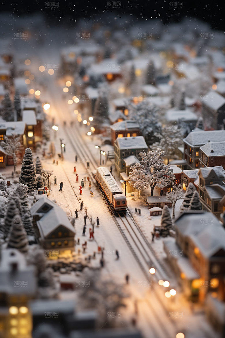 城市雪景雪夜下雪的都市原画