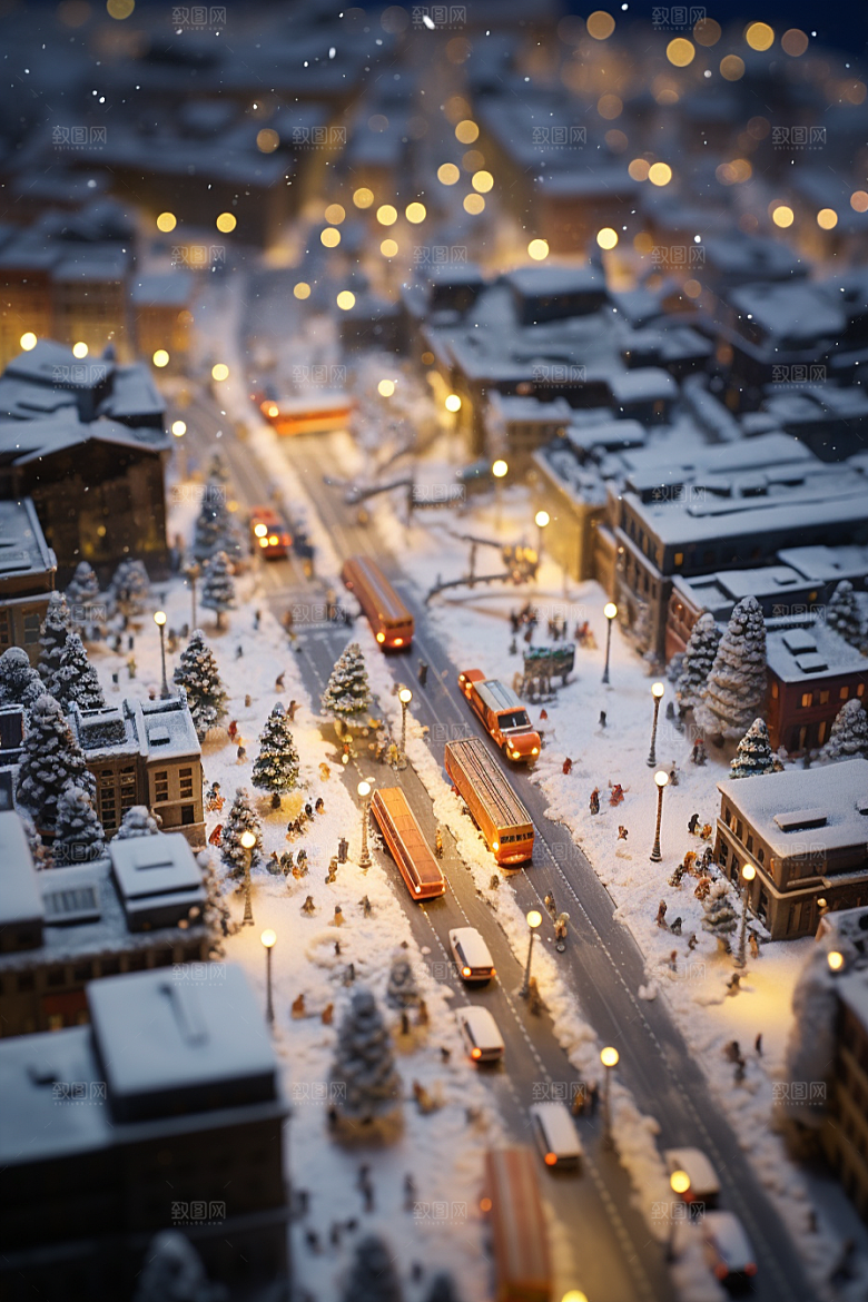 城市雪景雪夜建筑原画