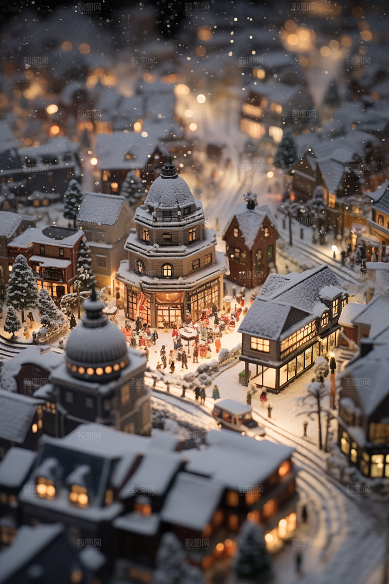 城市雪景高清城市街道原画