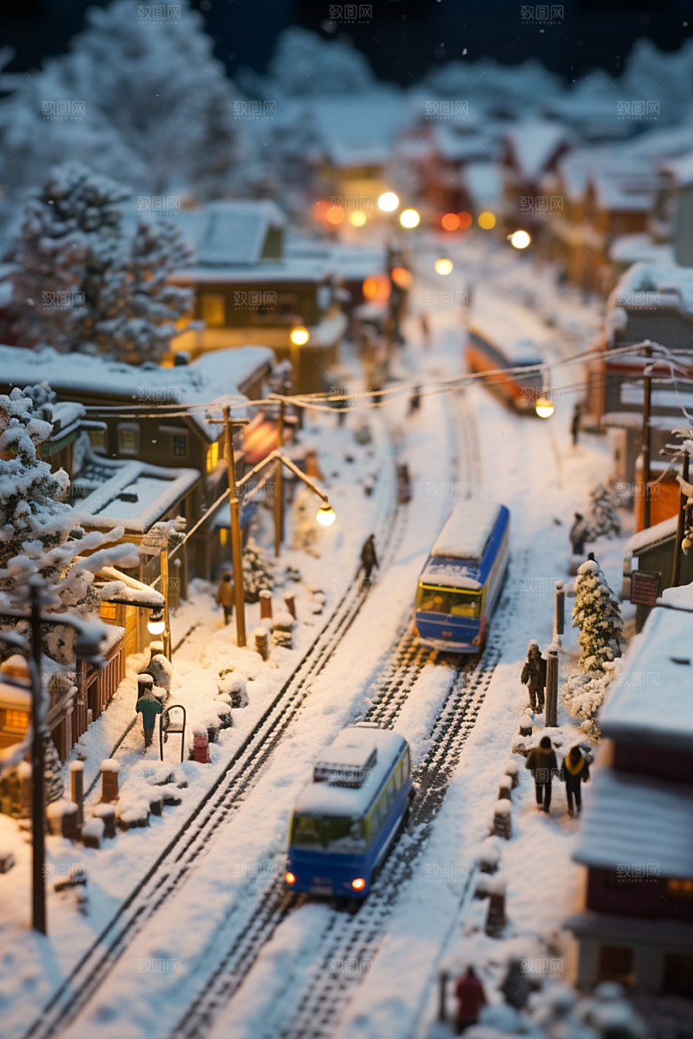 城市雪景建筑下雪的都市原画