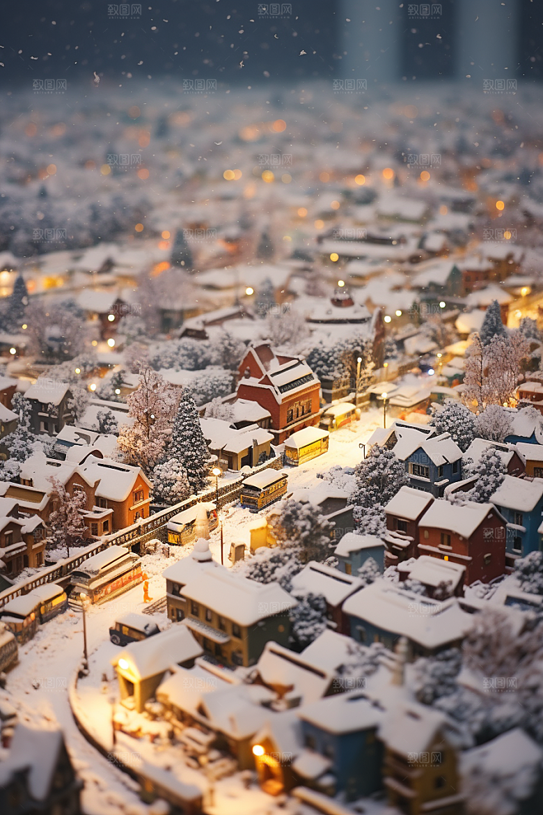 城市雪景安静建筑原画