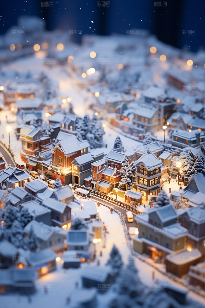 城市雪景安静城市街道原画