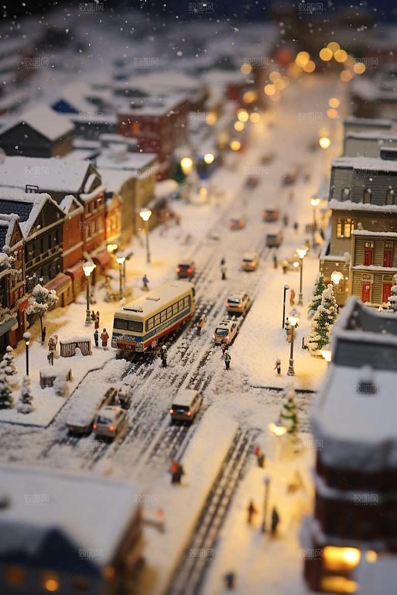 城市雪景城市街道下雪的都市原画