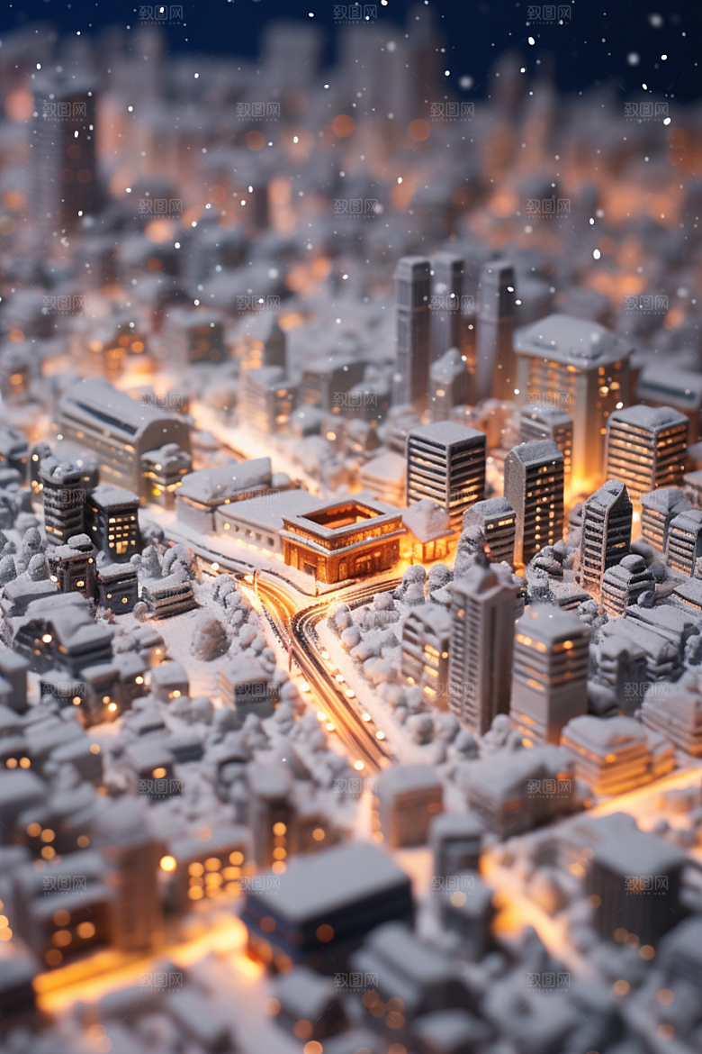 城市雪景高清安静原画