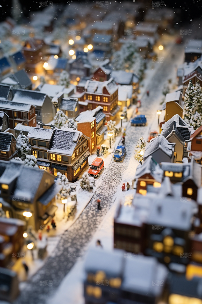 城市雪景建筑安静原画