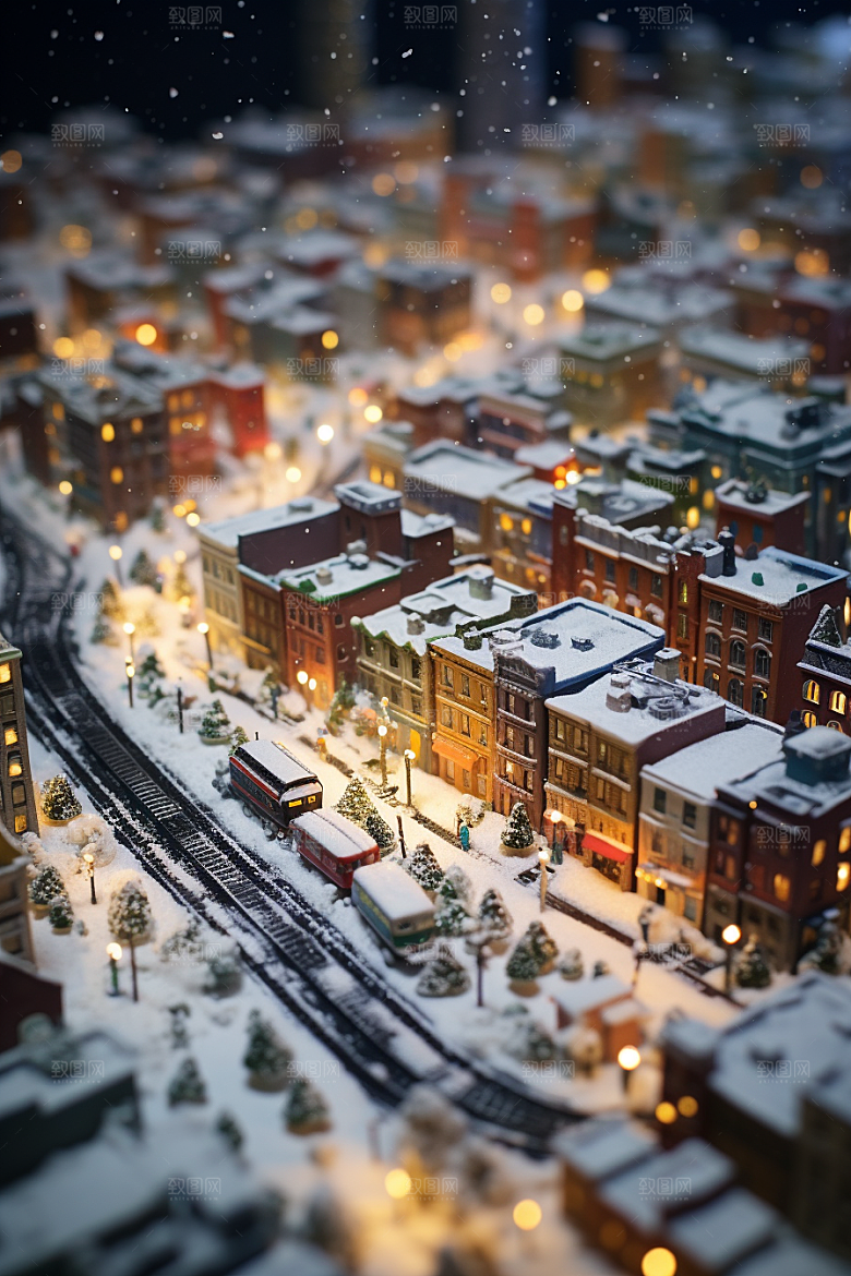 城市雪景安静静谧原画