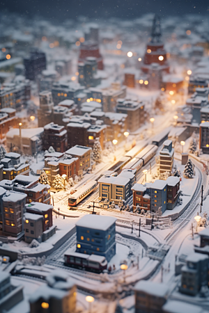 城市雪景高清静谧原画