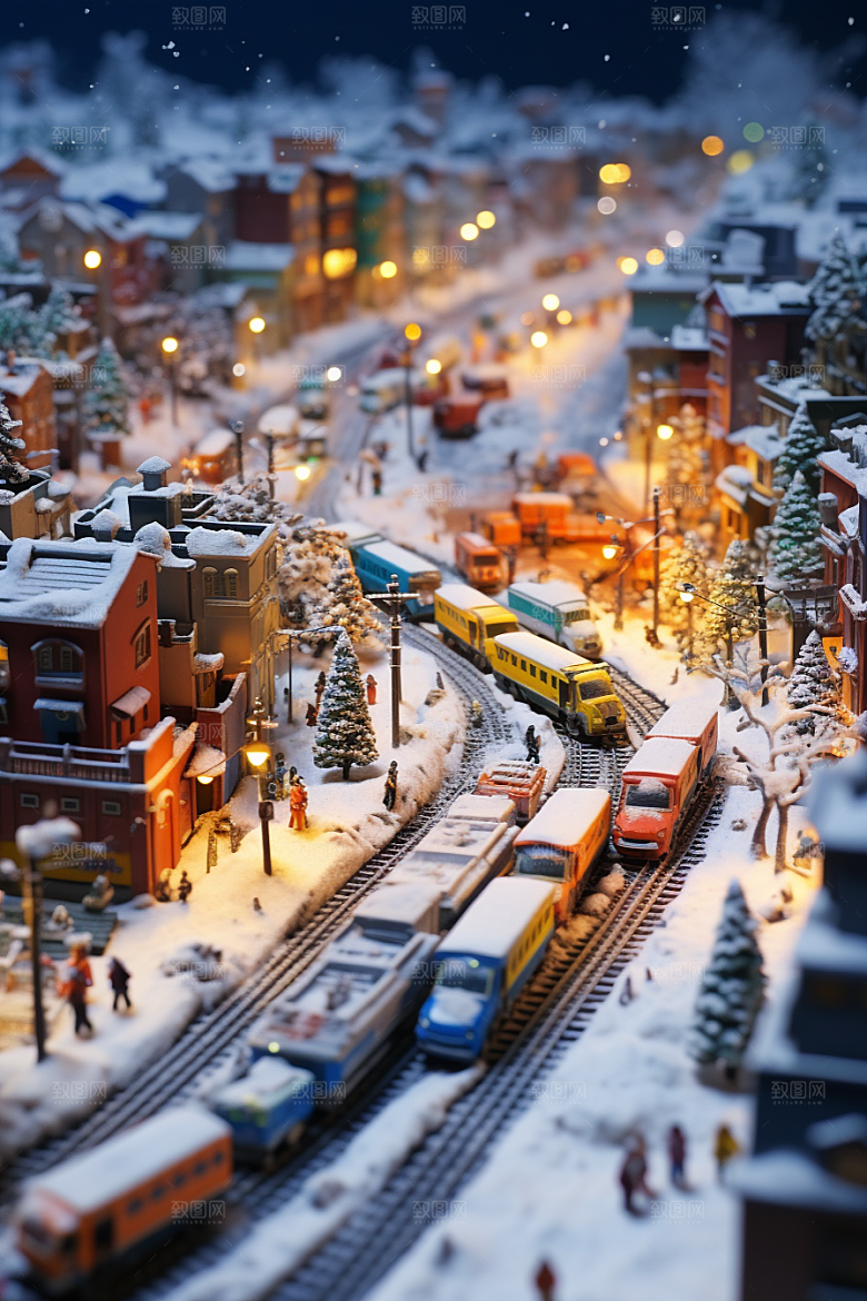 城市雪景城市街道安静原画