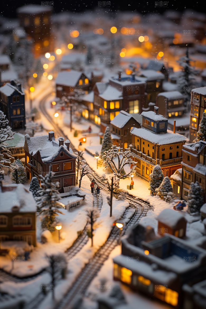 城市雪景城市街道下雪的都市原画