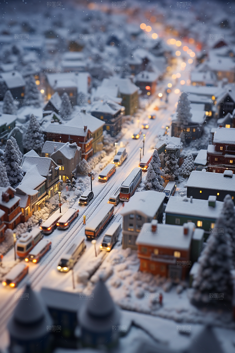 城市雪景下雪的都市静谧原画