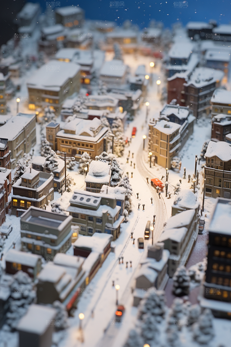 城市雪景安静静谧原画