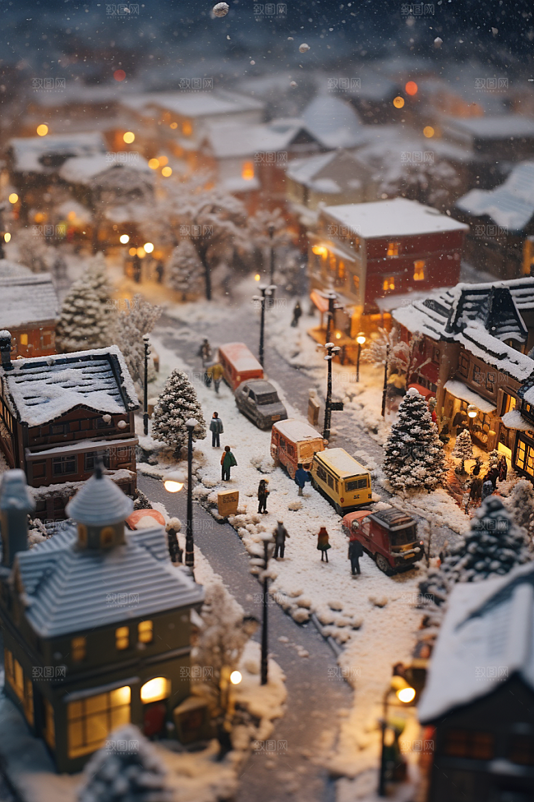 城市雪景安静建筑原画