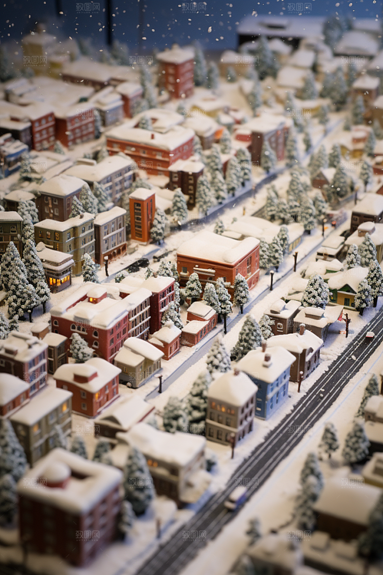 城市雪景高清城市街道原画
