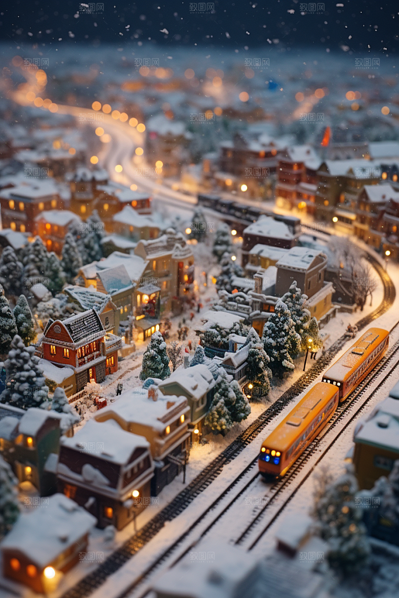 城市雪景城市街道下雪的都市原画