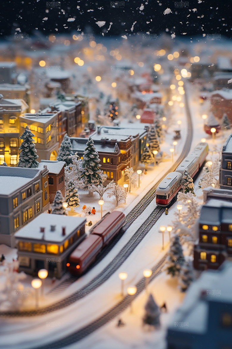 城市雪景静谧城市街道原画