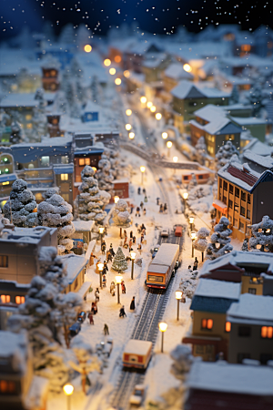 城市雪景静谧建筑原画