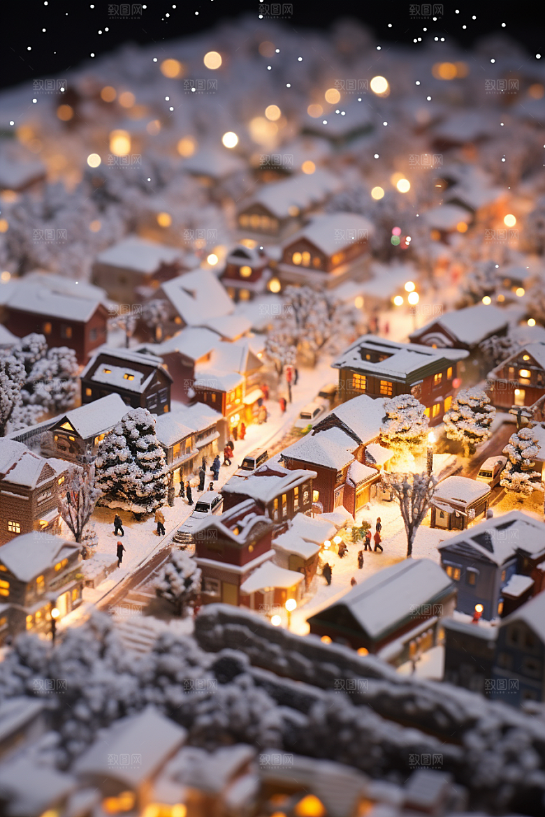 城市雪景城市街道静谧原画