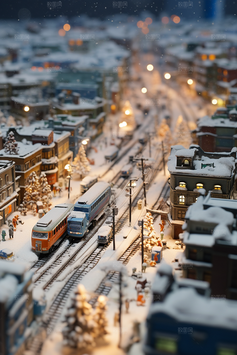 城市雪景建筑雪夜原画