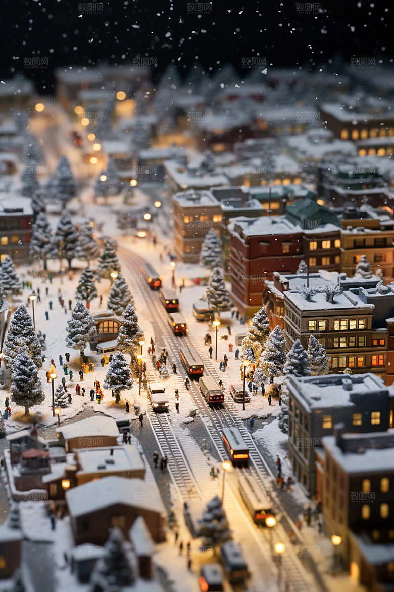 城市雪景雪夜高清原画