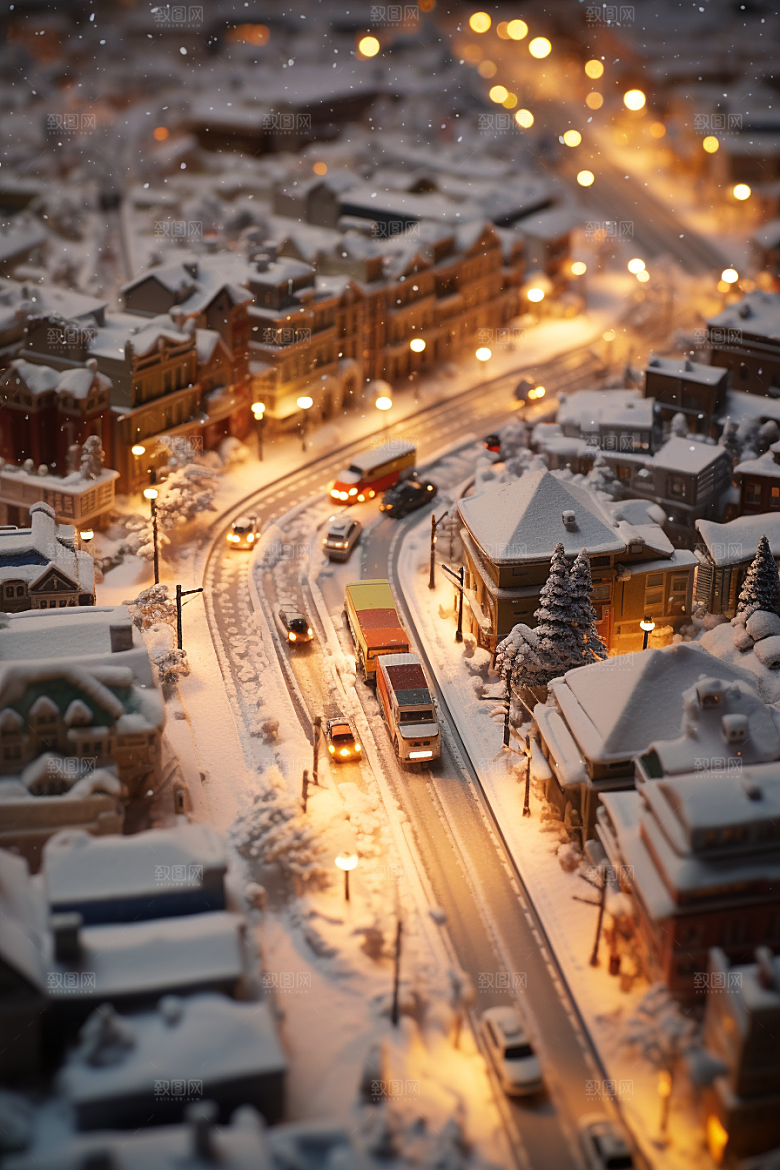 城市雪景建筑高清原画