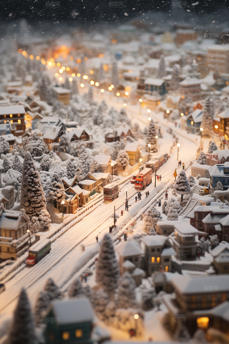城市雪景安静下雪的都市原画