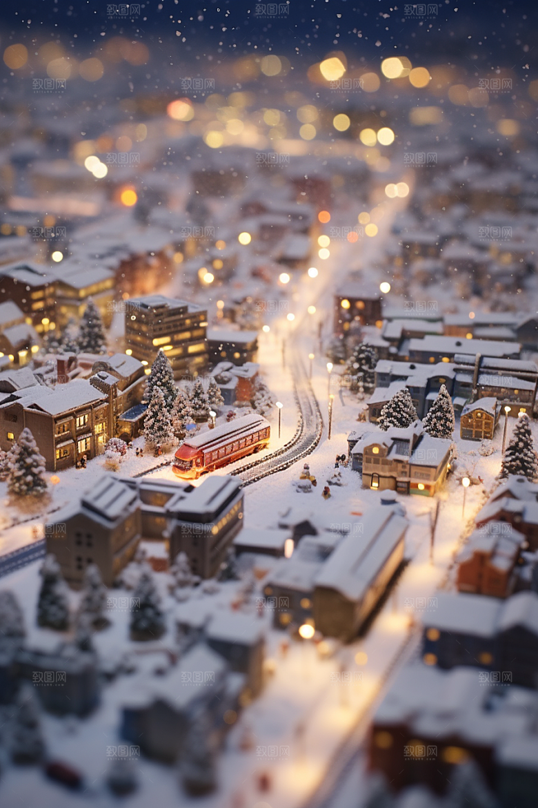 城市雪景建筑安静原画