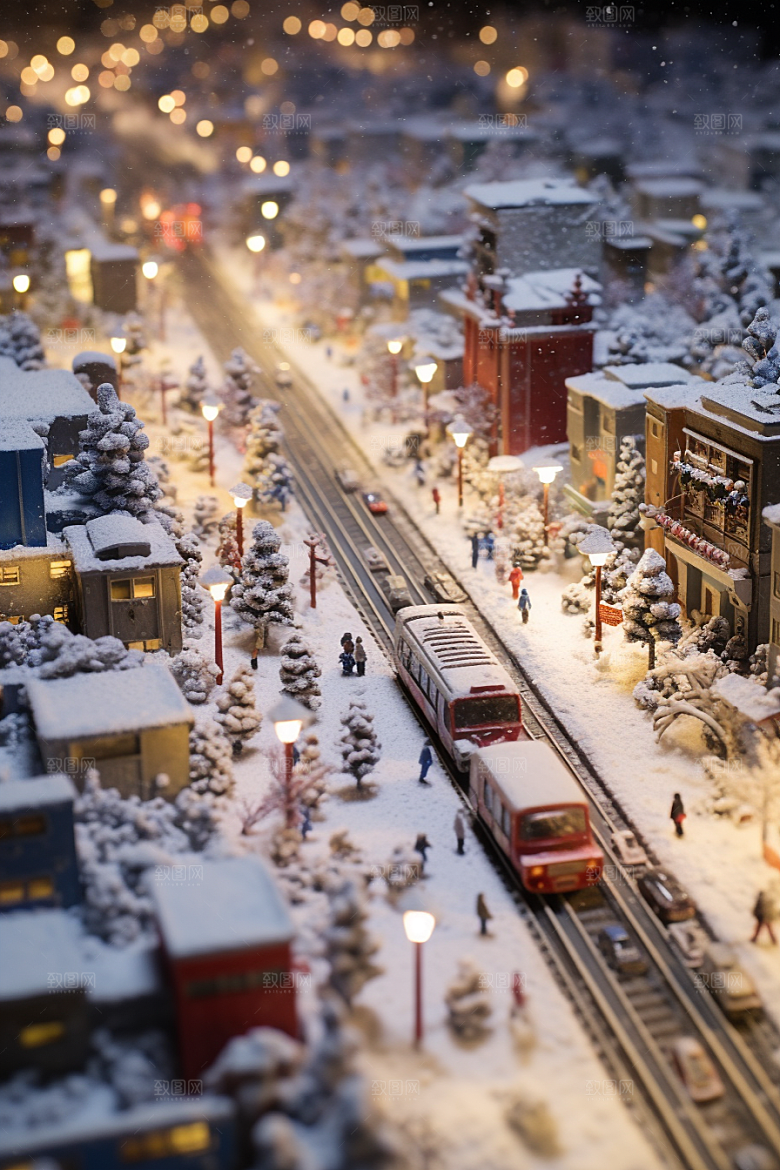 城市雪景城市街道静谧原画