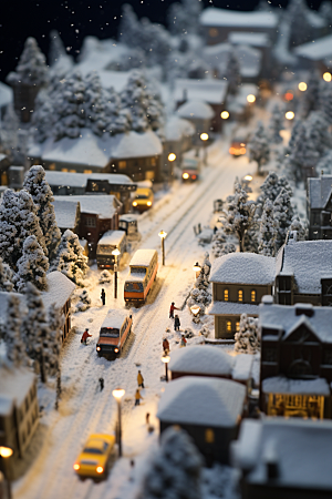城市雪景城市街道静谧原画