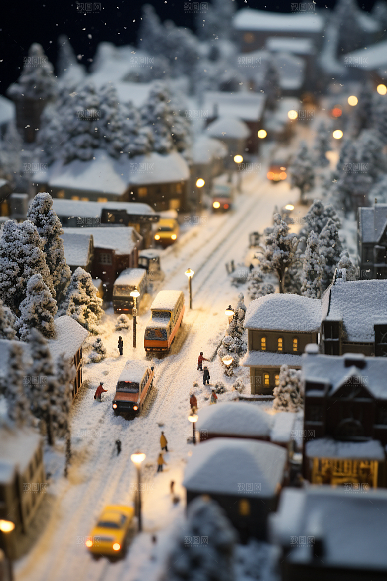 城市雪景城市街道静谧原画
