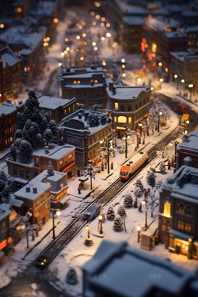 城市雪景城市街道下雪的都市原画
