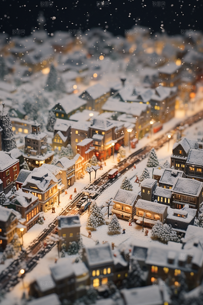 城市雪景建筑下雪的都市原画