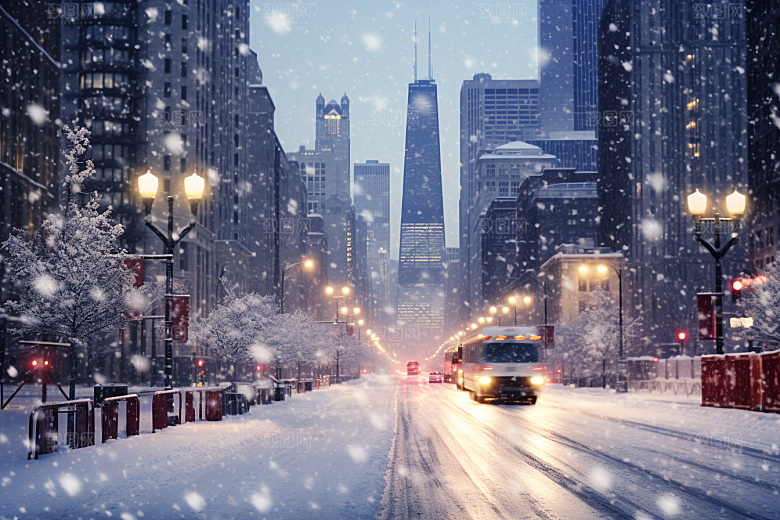 城市雪景安静高清原画