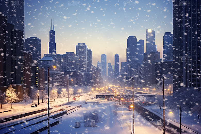 城市雪景高清安静原画
