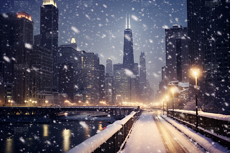 城市雪景高清安静原画