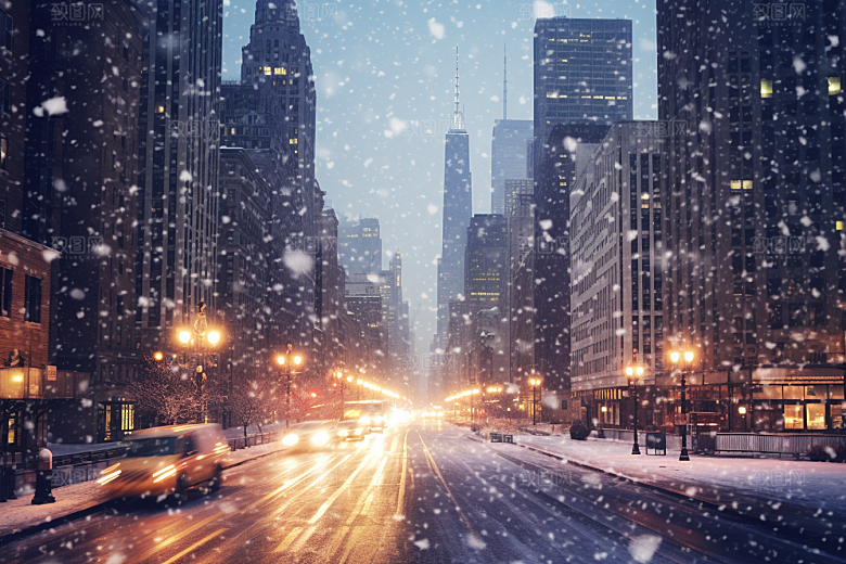 城市雪景高清建筑原画
