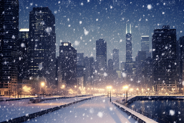 城市雪景高清安静原画